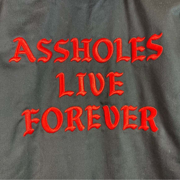 Assholes Live Forever Roses Embroidered Bomber Jacket Size XL - Picture 6 of 9